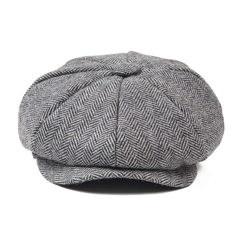 JANGOUL Boys Vintage Newsboy Cap Tweed Flat Beret Cabbie Hat for Kids Toddler Pageboy (56cm(6-8 Years Old), Grey) - Image 2